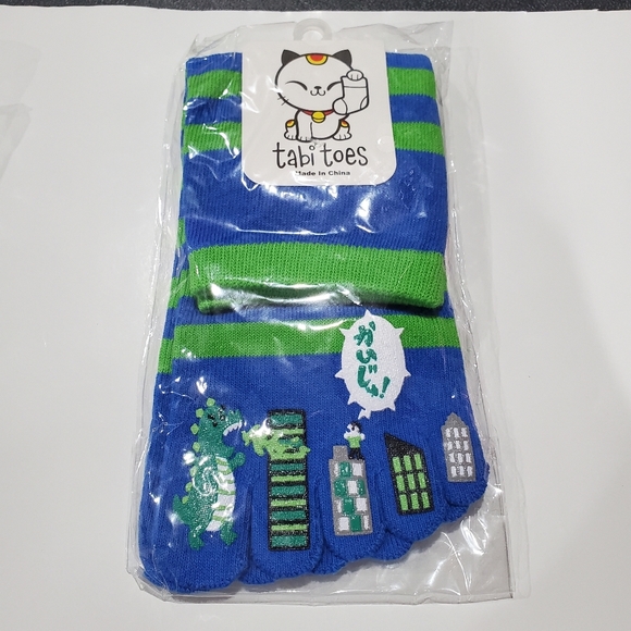 Lot of 3 pairs 5 finger Socks Sox Sushi Godzilla Boy Diver MIX - Picture 3 of 16